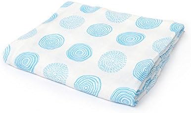 Extra Soft Bamboo Muslin Swaddle or Receiving Blanket XL Size (47" x 47") with Security Blanket (16" x 16") Set for Baby Boys and Girls | "Swirls Print"