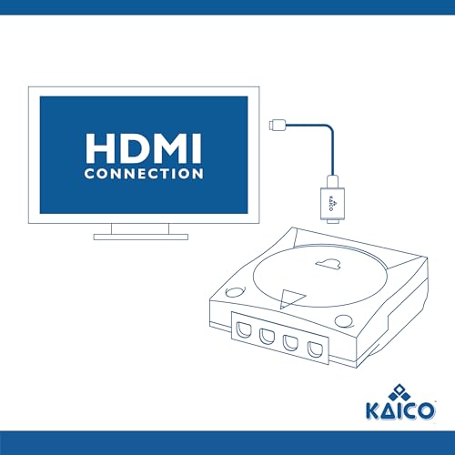Kaico Sega Dreamcast HDMI Adapter – Plug & Play HDMI Converter for Sega Dreamcast Console – Supports DC VGA & RGBS Output – All-in-One AV Cable for All Dreamcast Games