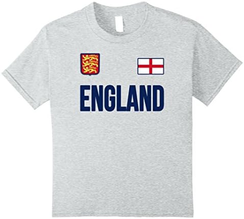 Kids ENGLAND T-shirt English Flag Tee Travel Vacation Souvenir 12 Heather Grey