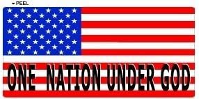 One Nation Under God American Flag Stars and Stripes - Sticker Graphic - Auto, Wall, Laptop, Cell, Truck Sticker for windows, cars, trucks, tool boxes, laptops, MacBook -