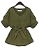Milumia Women's Casual V Neckline Self Tie Short Sleeve Work Blouse Tunic Tops Olive Medium