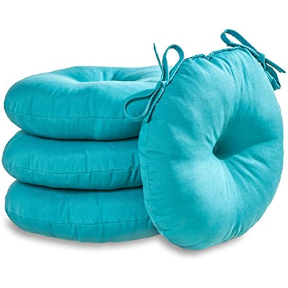 18 In. Round Outdoor Bistro Chair Cushion (set Of 4), Teal Garden " eBay