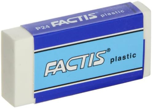 Factis Graphite Plastic Vinyl Eraser - Box of 24 - White, Small - P-24