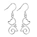 YFN Sterling Silver CZ Open Little Cat Dangle Earrings Pendant Necklace 18