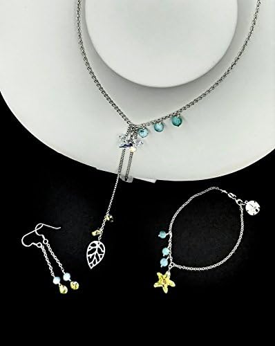 Swarovski Starfish and Seashell and Larimar Trio Jewelry Set