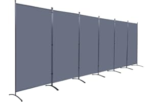 JVVMNJLK Indoor Room Divider, Portable Office Divider Room Divider Wall Divider Screen 6 Panel, Folding Partition Privacy Screen Walls Dividers for Room Separator 204" W x 71.3" H, Grey
