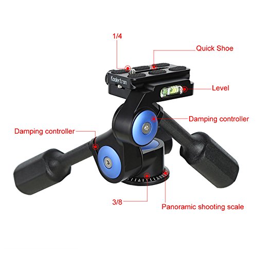 Koolertron Video Tripod Monopod Ball Head 3-way Fluid Head Rocker Arm with Quick Release Plate for Canon Nikon Sony DSLR Camera