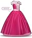 Eshiree Girls Princess Aurora Costume Drop Shoulder Halloween Party Long Dress (Hot Pink, 6-7 Years)