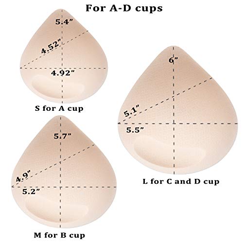 Prettywell Bra Pads Inserts, 2 Pairs Latex Bras Inserts for Sports Bras