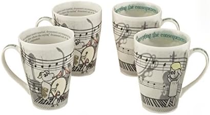 Cardew Design"Face The Music" Mug (Set of 4), 15 oz, Multicolor