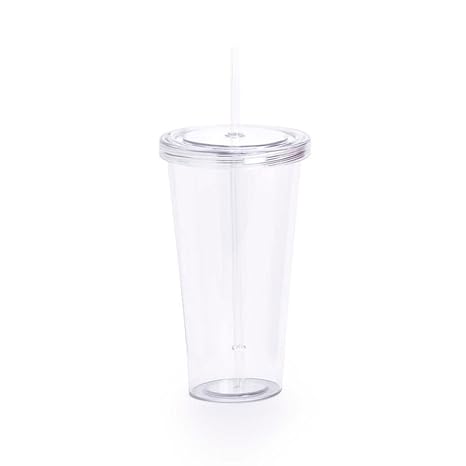 eBuyGB Smoothie-Trinkbecher mit Strohhalm, durchsichtig, 680 ml