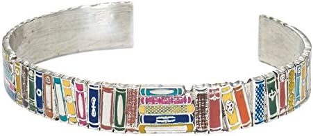 FLORIANA Women's Books Cuff Bracelet - Colorful Enameled Literary Jewelry