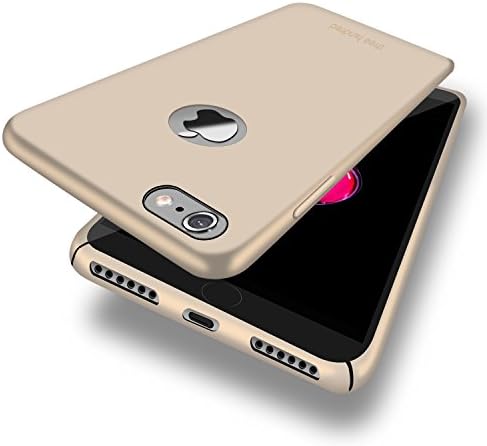 iPhone 7 Case / iPhone 8 Case, Lightweight Full Coverage Protective Built-in Matel Plate Rubberized Coating Microfiber Lining Hard Case for Apple iPhone 8 (Gold)