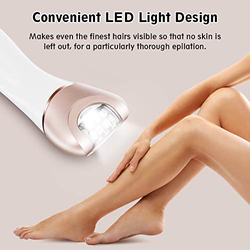 Epilator for Women,Hizek 2 in 1 Cordless Rechargeable Hair Remover Including Lady Shaver,Bikini Trimmer Electric Razor for Women,with Led Light,2 Speeds Setting and Bikini Attachment