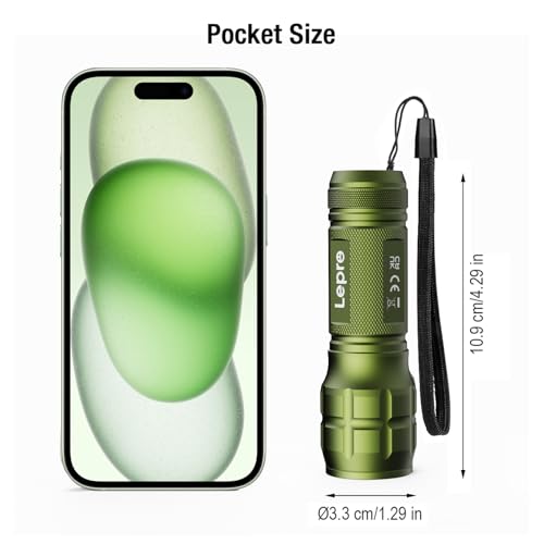 LE LED Torch Battery Powered, LE1000 Bright Hand Flashlight, Adjustable Focus, Water Resistant, Lightweight, for Power Cut, Camping, Dog Walking, Easy to Use Small Torch, Gift for Kids Men Dad Him
