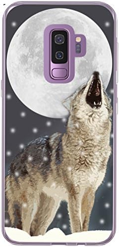 Galaxy S9 Plus Case Wolf & Galaxy S9 Plus Protector & MUQR Slim Silicone Rubber Protective Cover Replacement Compatible For Samsung Galaxy S9 Plus & Creative Wolf In The Moon Animal Cool