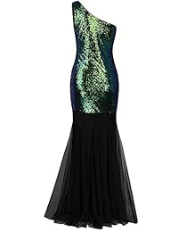 Vijiv - Vestido largo de fiesta de noche con lentejuelas y manga de gorra inspirada en los años 20, para mujer