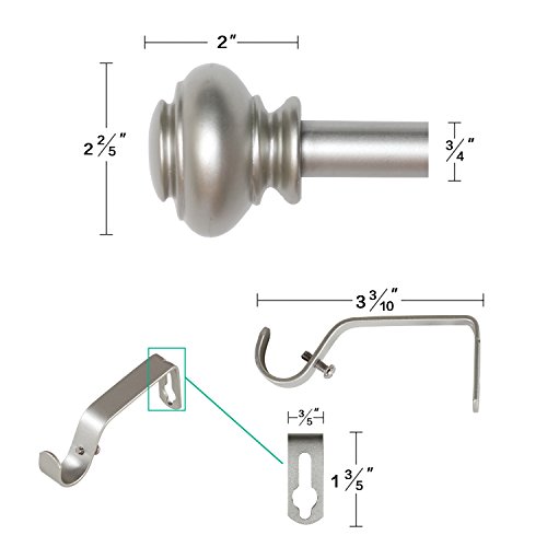 Turquoize 2 Pack Window Curtain Rods for Windows 28 to 48 inch Nickel