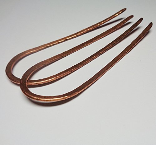 Copper Hair Fork, U-shape Hammered Metal Hair Pin for Bun, Choose Your Size, Handmade Boho Accessory - Thumbnail 7