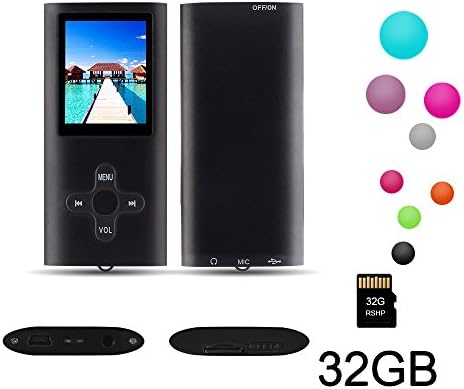 RHDTShop MP3 MP4 Player with a 32 GB Micro SD card, Support UP to 32GB TF Card, Portable Digital Music Player/Video/Voice recorder/FM Radio/E-Book Reader, Ultra Slim 1.7" LCD Screen, Black