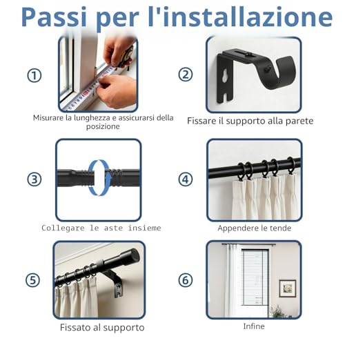 Curtain Rods Curtain Rod Curtain Poles Indoor Curtain Rod Stainless Steel Curtain Rod with Round End and Bracket for Bedroom Living Room Windows Silver 84-143CM