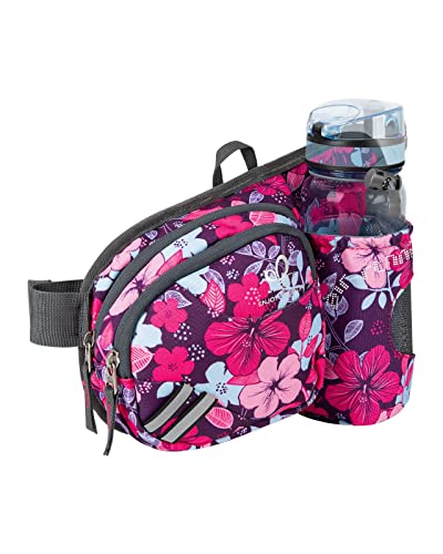 WATERFLY Gürteltasche Bauchtasche mit Flaschenhalter Damen und Herren, Atmungsaktiv Sport Hüfttasche für Laufen Radfahren Camping Klettern Reisen Wandern Joggen