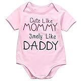 Magical Baby Baby Girls Short Sleeve Cute Like Mommy Smelly Like Daddy Bodysuit