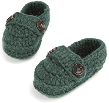 Buckle Baby Boy Shoes Handmade Knitting Crochet Booties Baby Crochet Shoes Green 1