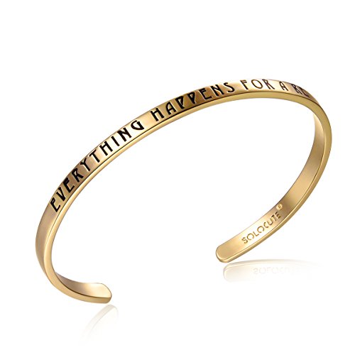 SOLOCUTE Gold Bangle Bracelet Engraved 