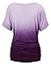 WT990 Womens Round Neck Short Sleeve Dip-Dye Dolman Top XXL Purple