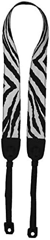 Handcrafted Shoulder &amp; Neck Camera Strap - Zebra Printed Fabric on Top and Soft Pig Leather on Bottom - Tested for SLR, DSLR, Canon, Nikon, Pentax - Safely Carry up to 5 lbs