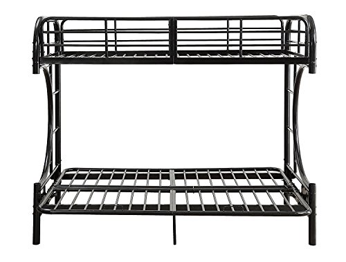 Major-Q 7002091bk Black Modern Metal Tube Supported Twin Futon Bunk Bed with Built-in Ladders & Full Length Guard Rails - Thumbnail 5