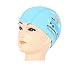 Peacoco Lycra Swim Cap PU Swimming Cap for Kids Girls Boys and Youth Waterproof Swim Caps Protective Ear Caps-Keep Long Hair Dry-Training and Racing