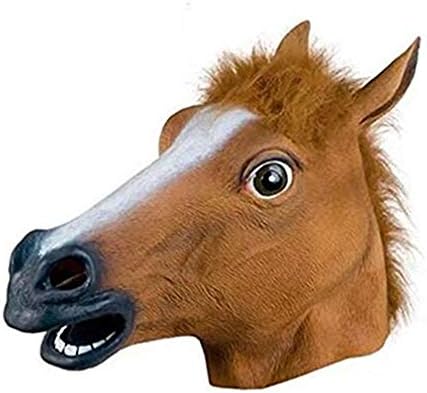 Creepy Horse Head Mask Full Face Latex Animal Party Mask Halloween Costume Props Christmas Adults & Kids
