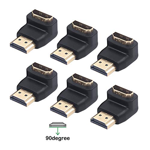 VCE 6-Pack HDMI 90 Degree Male to Female Right Angle Adapter 3D&4K Supported