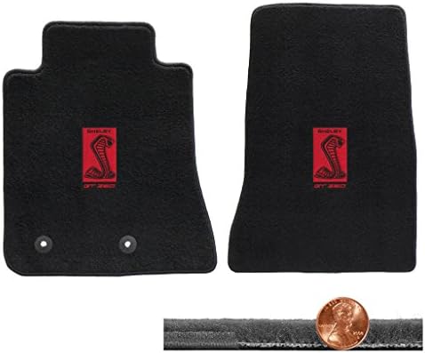 Black Front Velourtex Floor Mats Red Grille Logos for Shelby GT-350
