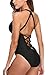 SOCIALA Womens Sexy One Piece Swimsuit High Cut Monokini Bathing Suit Backless Swimwear Black 2XL