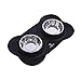 Pet Bowls Puppy Food Bowls Stainless Steel Dog Cat Bowls with No Spill Non-Skid Silicone Mat 24oz Feeder Bowls for Small Dogs Cats Pet-Black