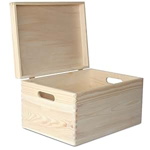 Creative Deco XXL Grande Caja Madera para Decorar con Tapa | 40 x 30 x