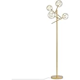 Dellemade TD00145 Sputnik Chandelier Floor Lamp for Bedroom,4-Lights Glass Shade Floor Lamps for Living Room,Brass/Gold