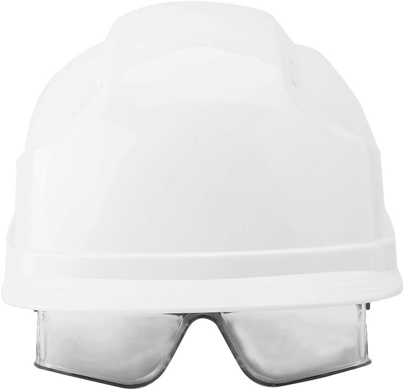 Hard Hat, Builtin Goggles Safety Work Helmet (White) Amazon.co.uk
