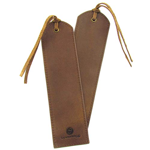 Leather Bookmark Handmade - Pack of 2 Genuine Leather Book Marks - Perfect Bookmarks for Men Women and Kids | Great Idea for Leather Gifts for Bookworms Writers Relatives and Friends