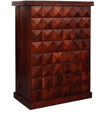 Louis Solid Wood Bar Unit Wine Cabinet in Honey Oak Finish Sheesham Wood by Made Wood
