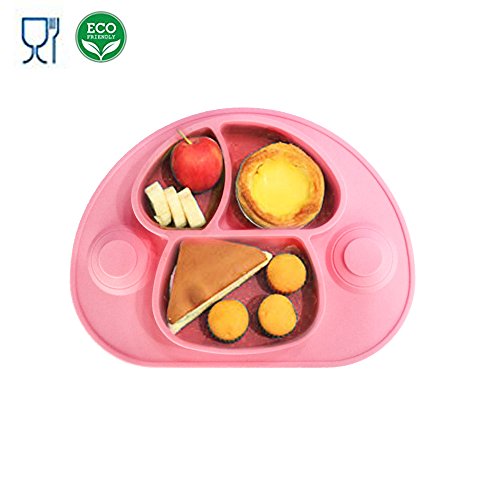 Julie Babies Baby Silicone Placemat, Suction Plates for Toddlers, Babies, Kids and Infants, Baby Food Plate, Portable Non Slip Mat, Dishwasher and Microwave Safe, BPA Free (Pink)