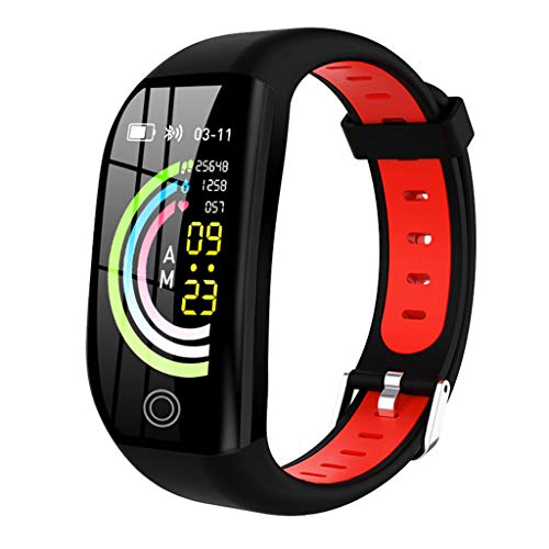 Nesee Fitness Tracker, Bluetooth 4.0 Heart Rate Monitor Bracelet, IP68 Waterproof, Touch Screen, Smart Wristband, Pedometer Sports Activity Tracker Smart Watch for Android and iOS Smartphone (Red)