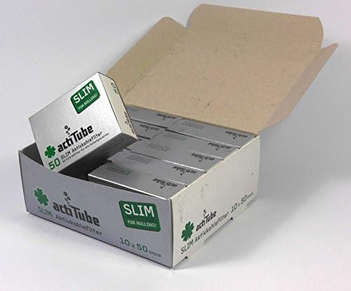 500 ActiTube SLIM Canister Display Box 10 x 50 MM in 7 Eindrehfilter Acti Tube Tune Filter Tips Activated Charcoal Filter Tips by ActiTube