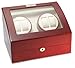 Diplomat 31-414 Cherry Wood Quad Watch Winder with Off-White Leather Interior