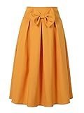 Choies Women's Casual Pleat Bowknot Front Midi Skirt