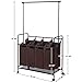 SONGMICS 4-bag Rolling Laundry Sorter with Hanging Bar Heavy-duty with Wheels & Larger Bags Brown URLS44S