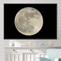Framed Canvas Wall Art Full Moon Aerial Astronomy & Space Expressive Global Moon Multicolor Photography Realism Warm - 16x24 inches
